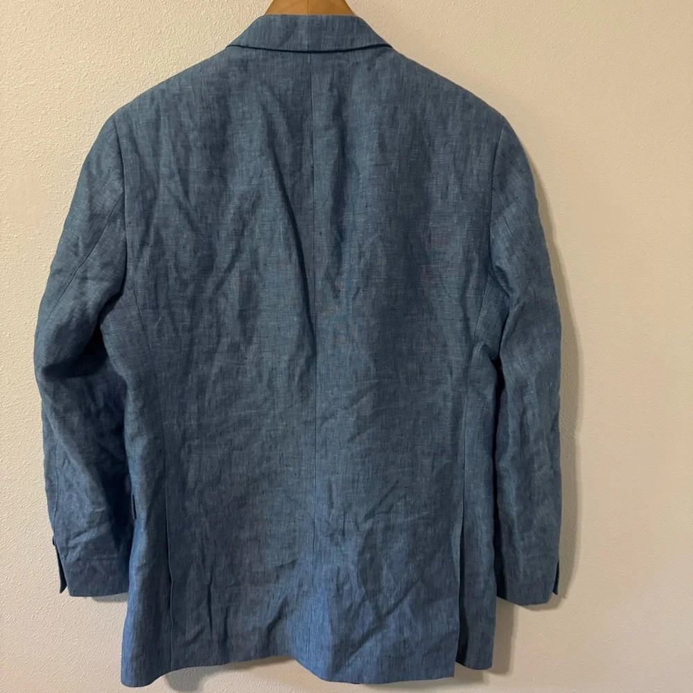 Tommy Hilfiger Linen Sport Coat Blazer Chambray Two Button Partial Lined-38R